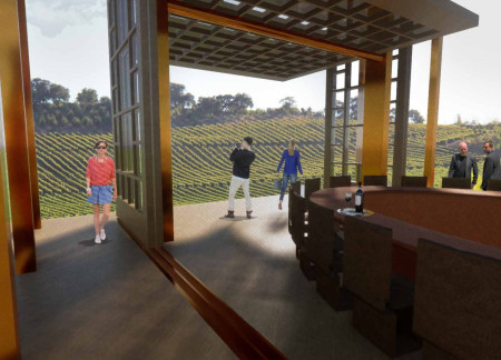 Bended Steel and Operable Walls Enhance Vineyard Views