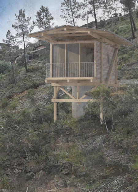 Curved Metal Walls and Compost Toilet in a Compact Living Space