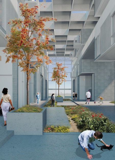 Urban Housing Solutions with Robotic Parking Integration with Precast Concrete and Green Roofs