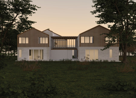 Wooden Louver Frame Integrates Art and Family Living by the River