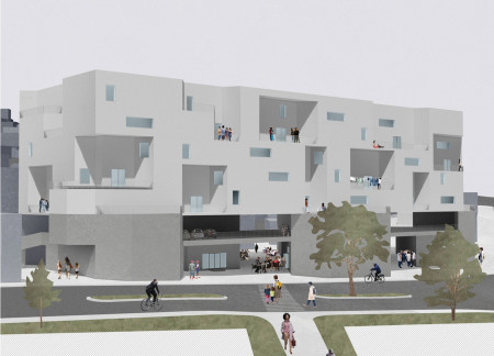 Concrete Podiums and Public Pathways Enhancing Urban Connectivity