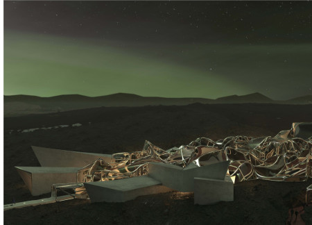 Floating Garden with Hydroponic System in a Volcanic Landscape