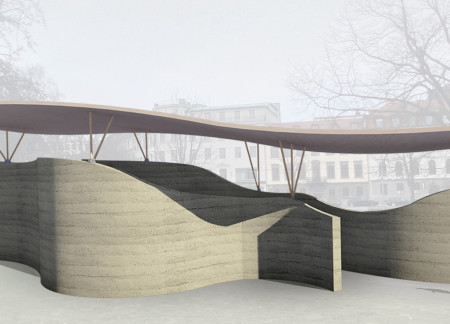 Rammed Earth Waves Intersecting Community Engagement in a Public Pavilion