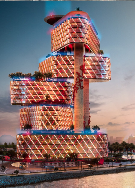 Star-Shaped Towers Reflecting National Values in a Community Hub