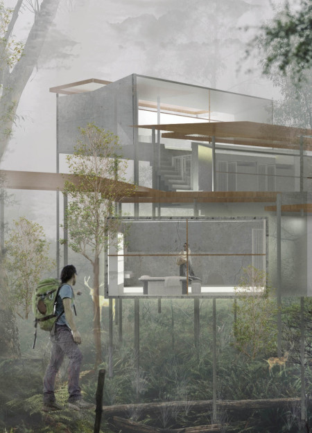 Woven Stone Roof and Bamboo Integration in a Sustainable Mountain Retreat