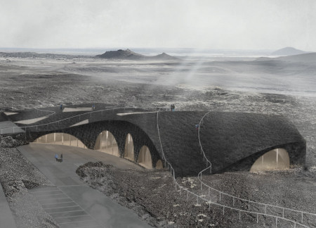 Cave-Like Dining Experience with Local Rocks and Greenery