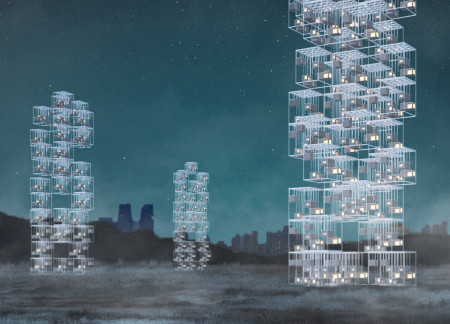 Floating Modules with Towing Rods for Adaptive Living