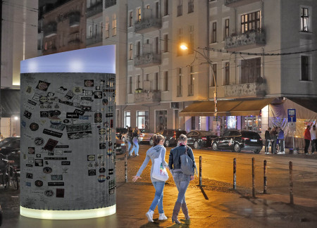 Frosted Acrylic Lantern with Recycled Aluminium Booth for Urban Engagement