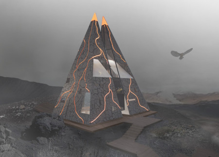 Volcanic Stone and Glass Bridge Elevate Visitor Experience in Icelandic Landscape