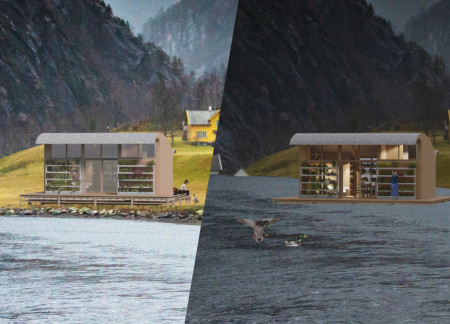Floating Microhome Featuring Zinc Roof and Hydroponic Garden