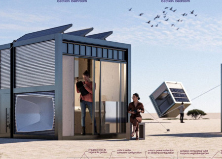 Pivoting Spaces with Photovoltaic Panels and Rainwater Collection