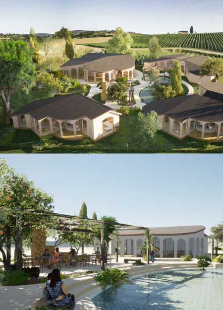 Repurposed Bricks and Private Gardens in a Countryside Wine Retreat