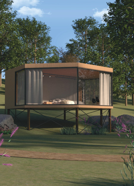 Elevated Retreat Featuring Glazed Windows and Timber Slats