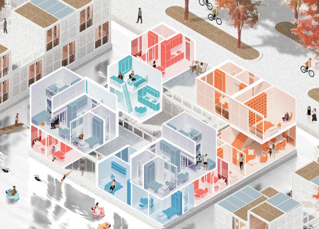 Floating Housing Units Featuring Green Roofs and Solar Energy on Lake Ontario