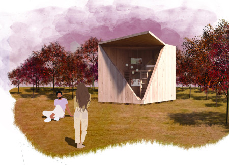 Mobile Eave Structure with Cross-Laminated Timber and Microcement Finish