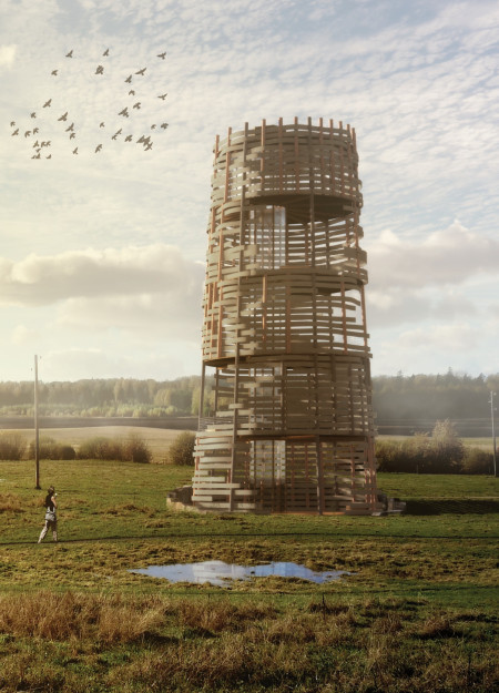 Stone Foundation with Slatted Facade for Visitor Engagement