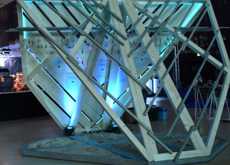 Canopy of Wooden Flowers Crafted with Regional Spruce in an Interactive Pavilion