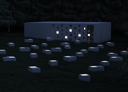 Light-Infused Columbarium with Dynamic Wells for Reflection
