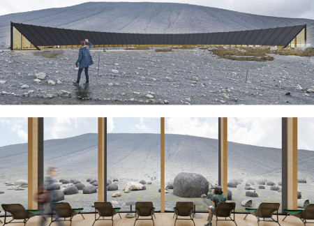 Crystal Fa&ccedil;ade Embracing Volcanic Landscape with Nonlinear Exploration Paths
