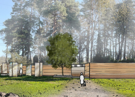 Granite Monoliths and Stainless Steel Create Reflective Space for Remembrance