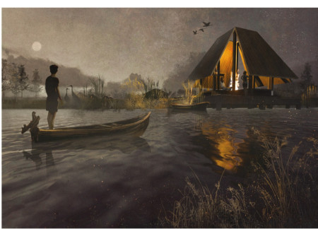 Cut Corner Cabins Featuring CLT Beams with Traditional Latvian Chimneys