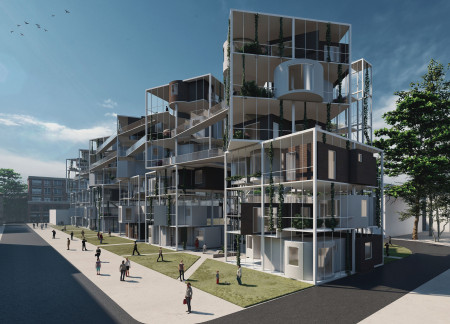 Community-Centric Housing with Prefabricated Containers and Engaging Circulation Spaces