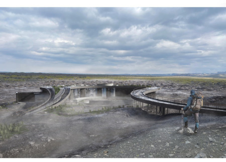 Lava Stone and Reinforced Concrete Structure Embracing the Volcanic Landscape as a Visitor Center