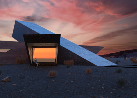 Tectonic Granite and Timber Structure Seamlessly Integrating with a Volcanic Landscape