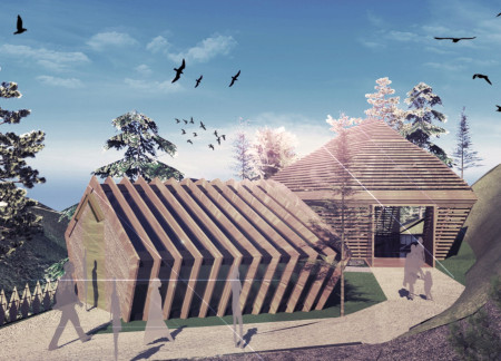 Dome Structure with Structured Glass Emphasizing Tranquility in Meditation Space