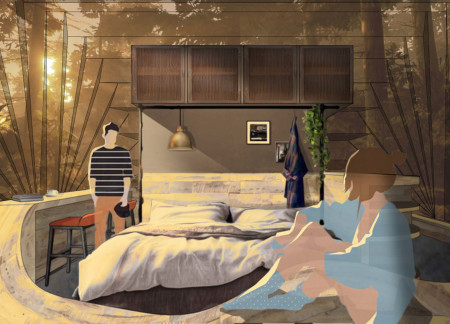 Translucent Polypropylene Dome with Integrated Greywater System for Compact Living