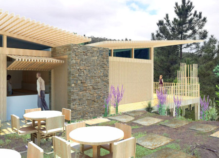 Elevated Yoga Space Featuring Cross-Laminated Timber in a Natural Setting