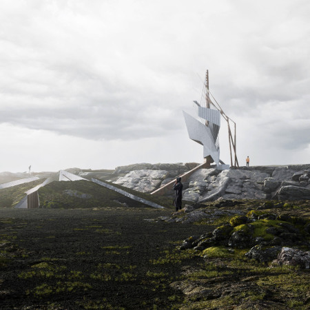 Sound-Resonating Visitor Center Crafted with Folded Metal Sheets