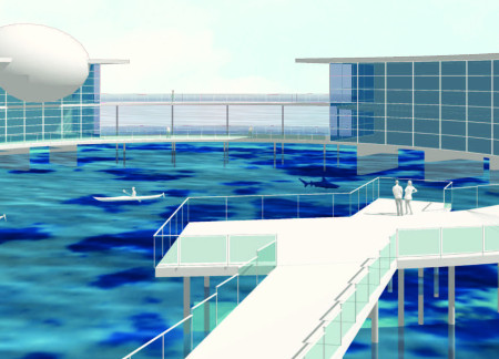 Contemplative Space Overlooking an Artificial Lagoon