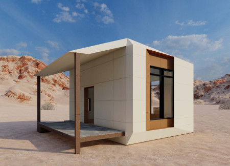 Integration of Prefabricated Concrete with Desert Landscape for a Private Retreat