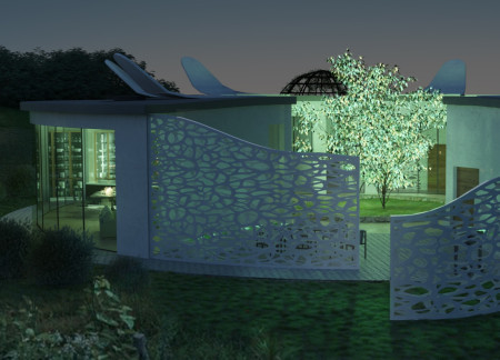 Bioluminescent Design Featuring Sliding Petals and Glass Roof Inhabiting Nightly Spaces
