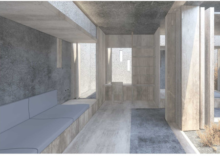 Embracing Invisibility Through Intimate Patios and Concrete Walls