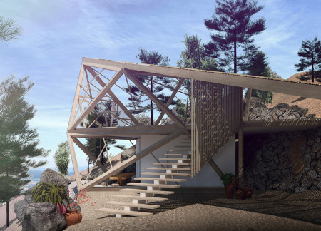 Colored Solar Pavilion with Detachable Timber Covers