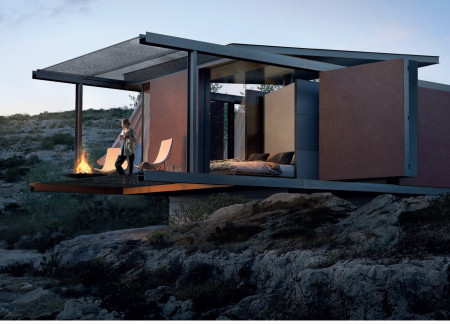 Cardboard Walls and Bamboo Flooring in a Self-Sufficient Mediterranean Retreat