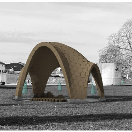 Rammed Earth Pavilion with Interactive Sunlight Features