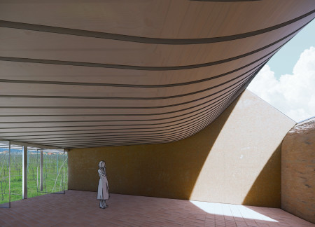 Terracotta and Stone Integration in a Communal Gathering Space