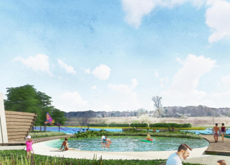 Refuge Cabins Surrounded by Mature Trees in a Sustainable Community Landscape