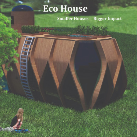 Bamboo Eco Home with Rooftop Garden and Water Management Systems