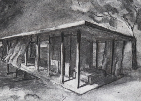 Shadows and Textures of White Concrete and Steel in a Modern Home