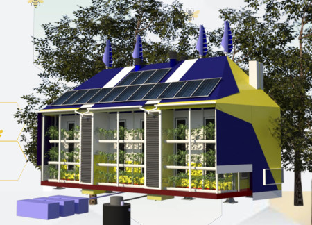 Biodigester-Enabled Living Unit with Composite Panels and Water Generation Systems