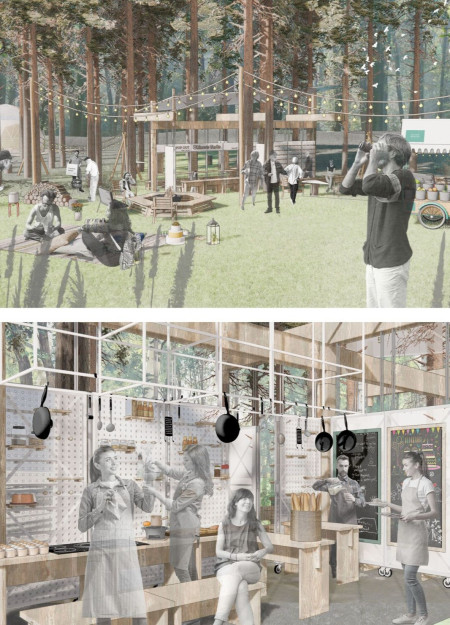 Frosted Acrylic Canopies and Modular Spaces for Community Engagement