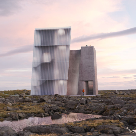 Tectonic-Inspired Tower with Concrete Massing and Polycarbonate Facades