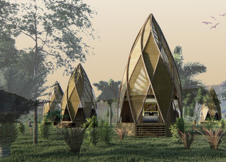 Bamboo Dome Overlooking a Tranquil Meditation Terrace