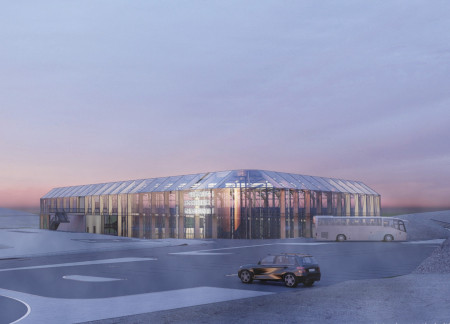 Panoramic Greenhouse with Clear Glass and Polycarbonate Structure