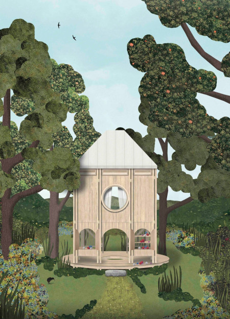 Circular Sanctuary of Timber and Concrete Enveloped in Nature