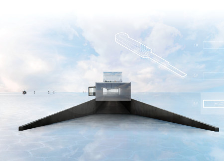 Contrasting Light and Concrete in a Reflective Exhibition Space